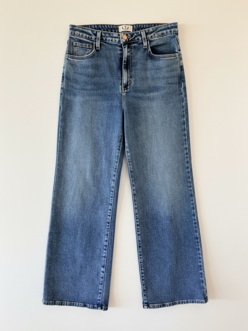 L.T.J. Genoa High-Rise Wide-Leg Jeans Medium Wash Soft Stretch Size 29